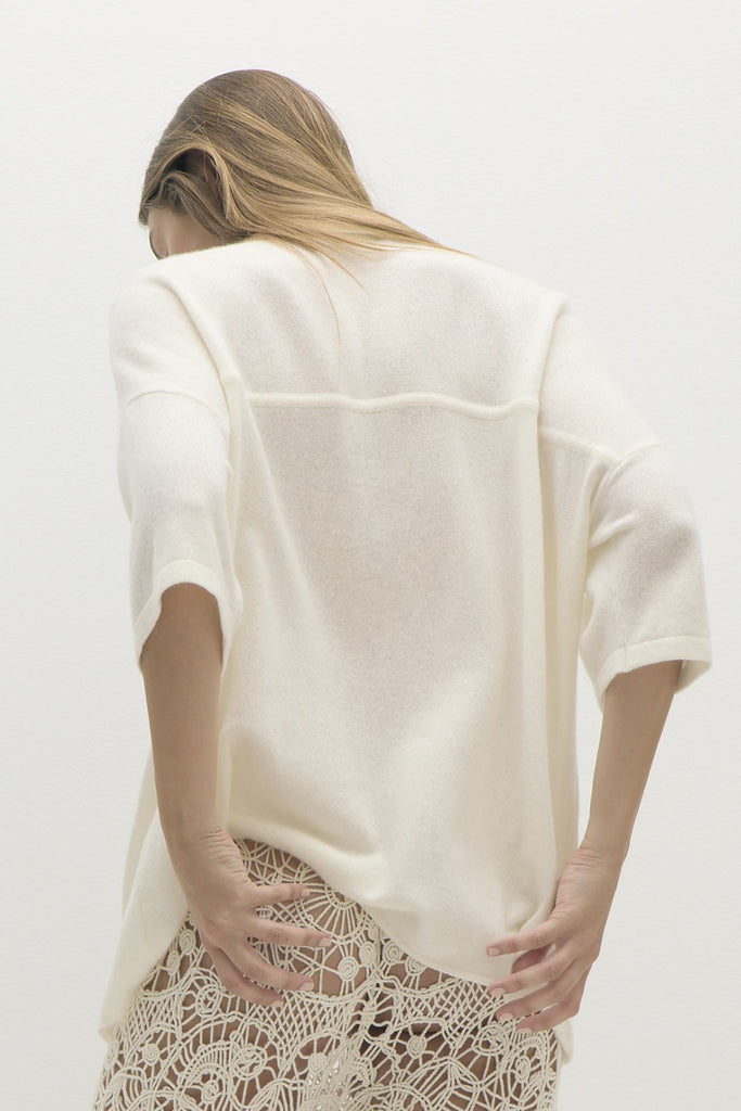RUE BUTTON-UP CASHMERE TOP