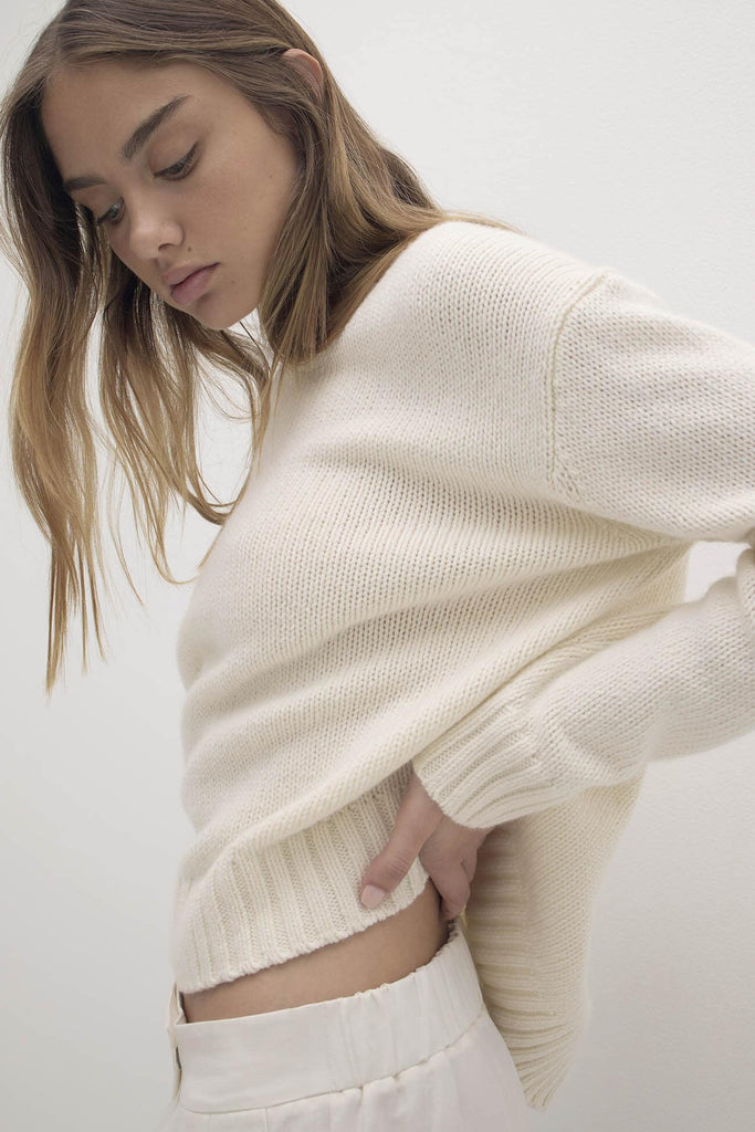 SHELLEY ORGANIC CASHMERE BLEND CREWNECK SWEATER