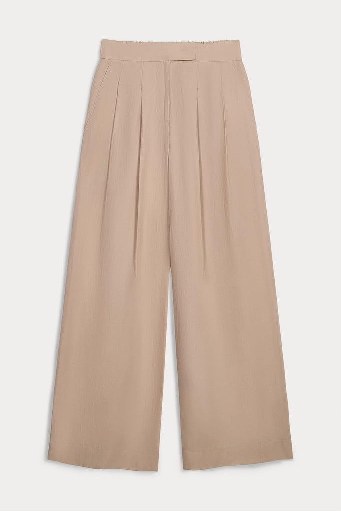 LEYNA SILK LINEN WIDE LEG PANT