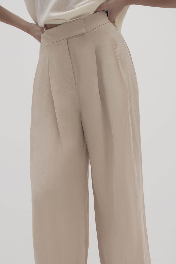 LEYNA SILK LINEN WIDE LEG PANT