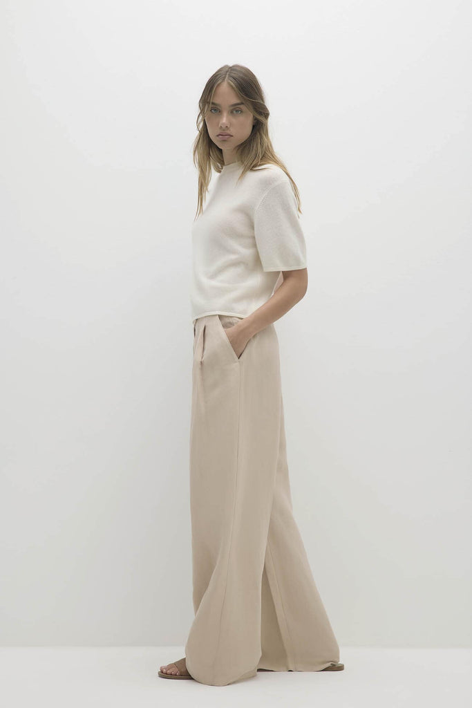 LEYNA SILK LINEN WIDE LEG PANT