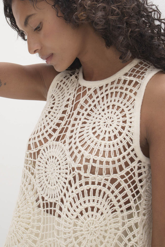 VIVIANA CROCHET CASHMERE BLEND TANK