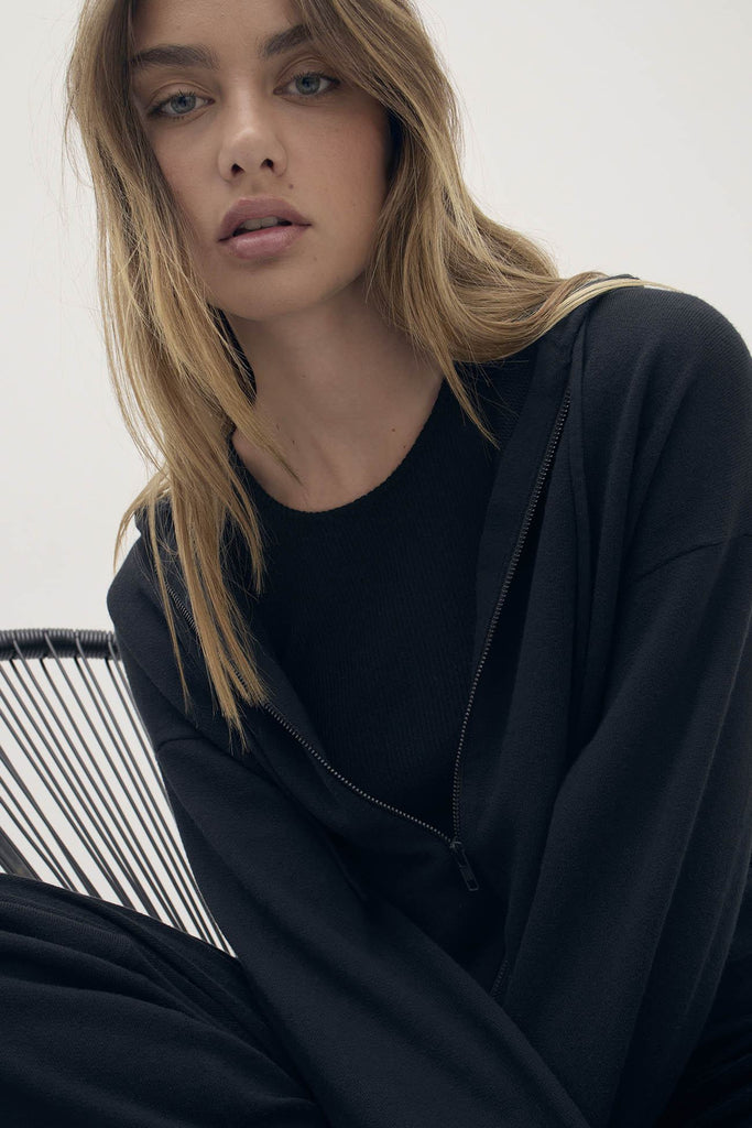 SERENA COTTON CASHMERE ZIP-UP HOODIE