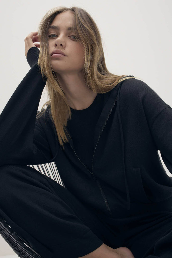 SERENA COTTON CASHMERE ZIP-UP HOODIE