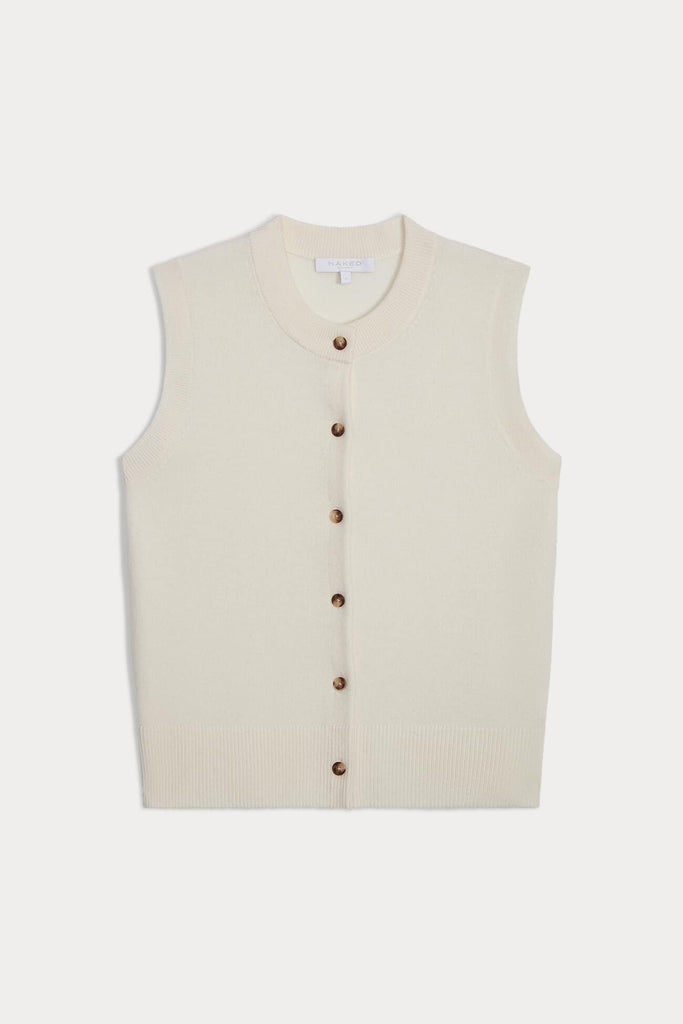 EMMALINE BUTTON-UP CASHMERE SWEATER VEST