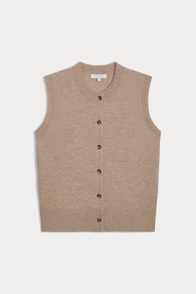 EMMALINE BUTTON-UP CASHMERE SWEATER VEST